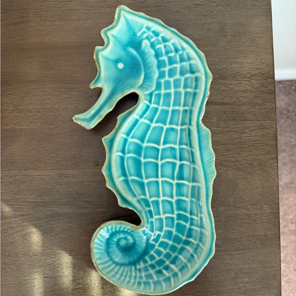 Turquoise Seahorse Ceramic Dish